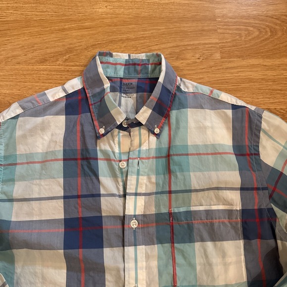J. Crew Shirt Mens Medium Multicolor Plaid Light Weight Shirt Long Sleeve Preppy - Picture 2 of 6